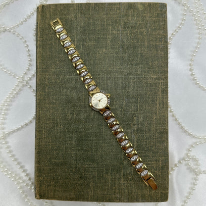 Vintage Two-Tone Diamanté Watch with Roman Numeral Markers