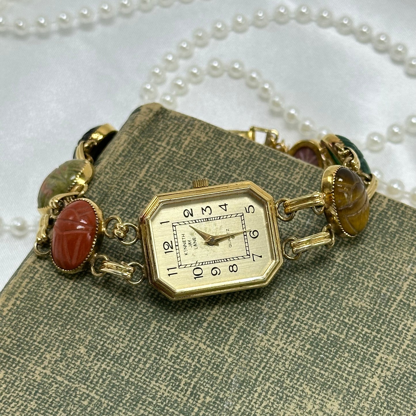 Gold Kenneth Jay Lane Scarab Watch