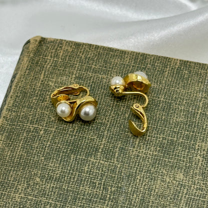 Vintage Clip On Pearl Earrings