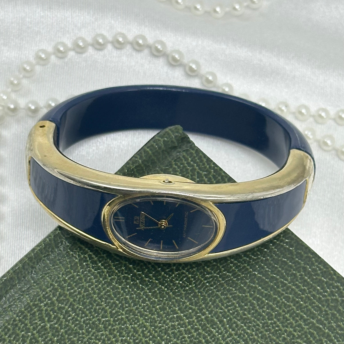 1980's Navy and Gold Cuff Watch