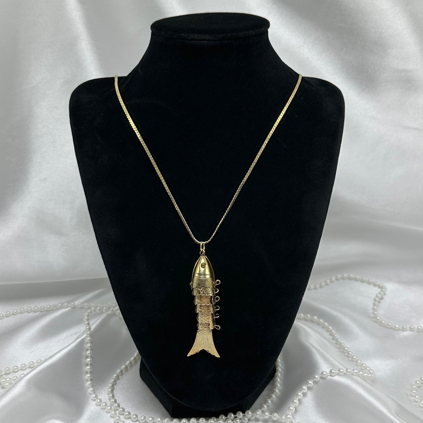1970's Vintage Articulated Gold Fish Pendant