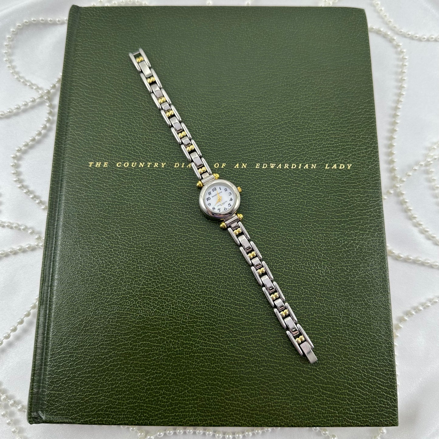 Two-Tone Jaclyn Smith Watch with Round Mother of Pearl Dial