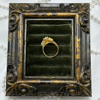Marquise Cubic Zirconia Stone Vintage Deadstock Ring 14k Gold Electroplated