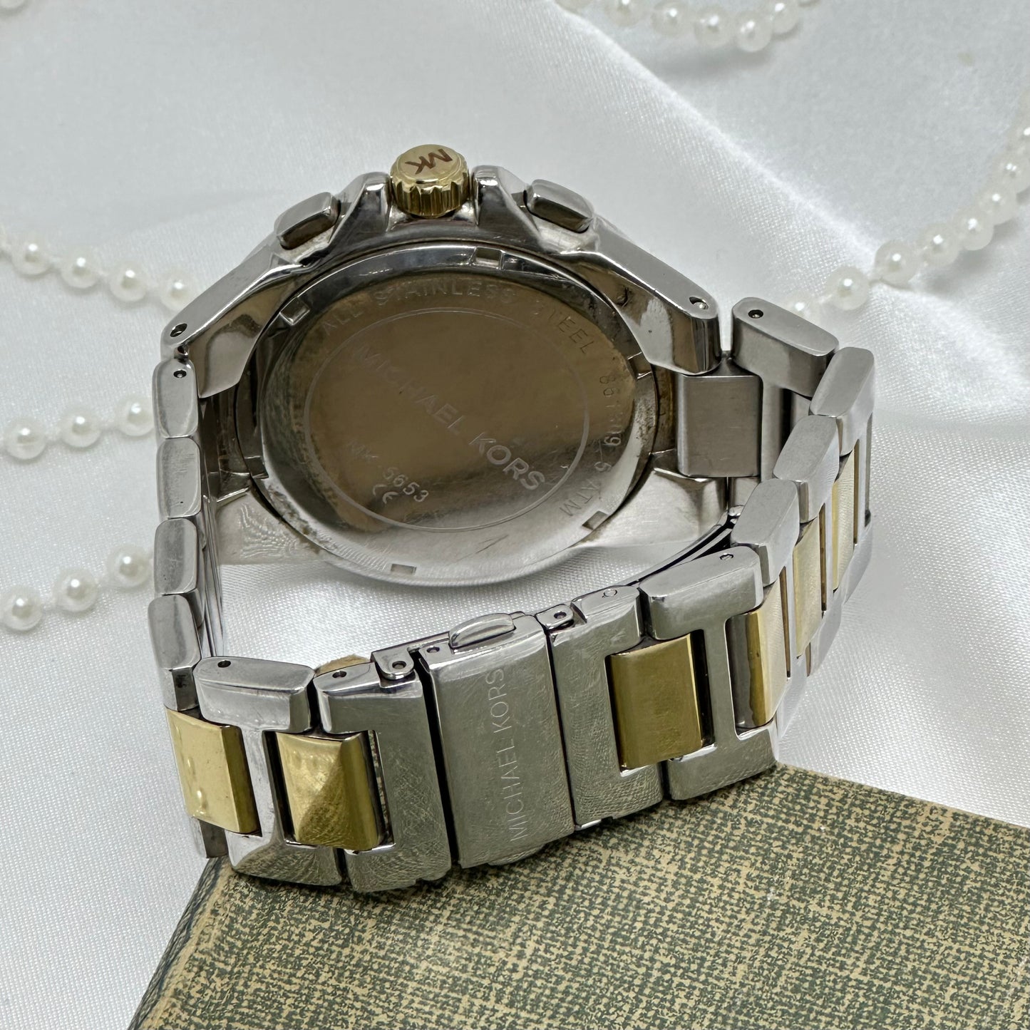 Two-Tone Michael Kors Tank Watch with Roman Numeral Markers