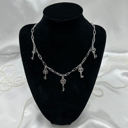 Silver Key Charm Necklace