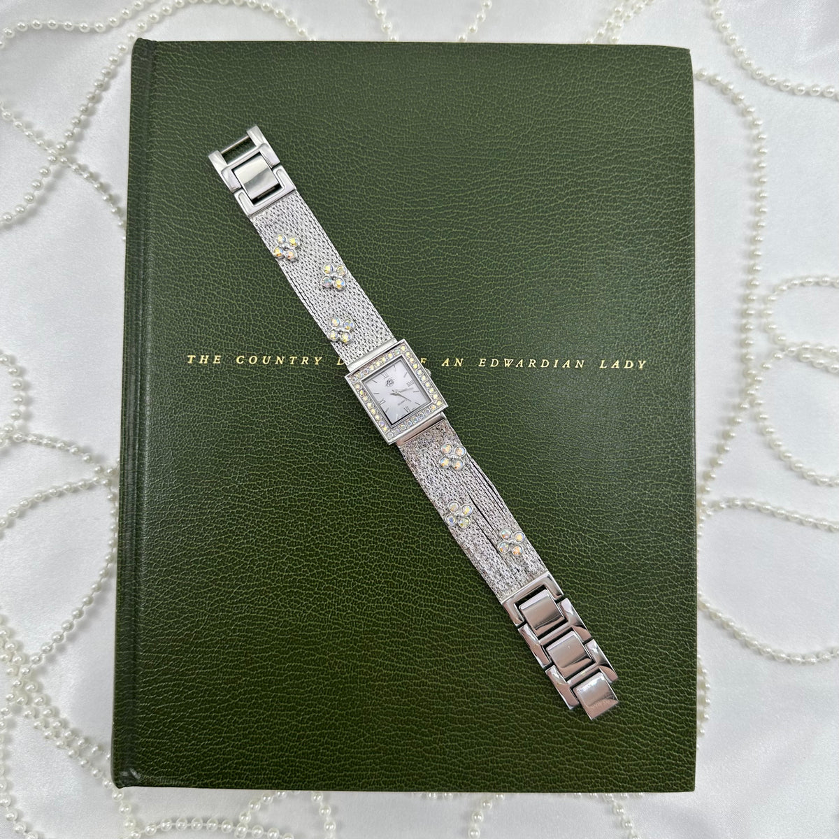 AB Flower Stone Rare Silver Vintage Kirk's Folly Watch