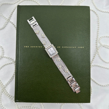 AB Flower Stone Rare Silver Vintage Kirk's Folly Watch