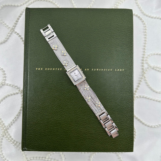 AB Flower Stone Rare Silver Vintage Kirk's Folly Watch
