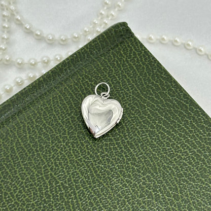 Dainty Vintage Two-Tone Sterling Silver Heart Locket with Engraved Little Angel