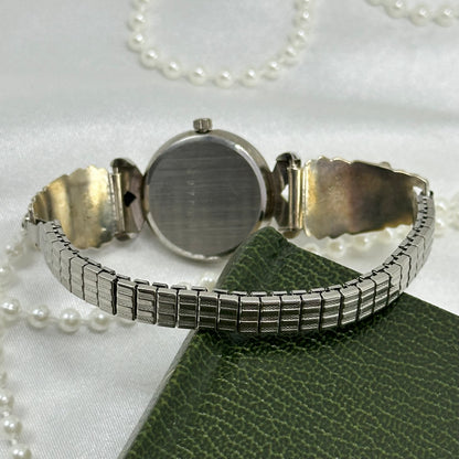Onyx and Sterling Silver Watch with Black Dial