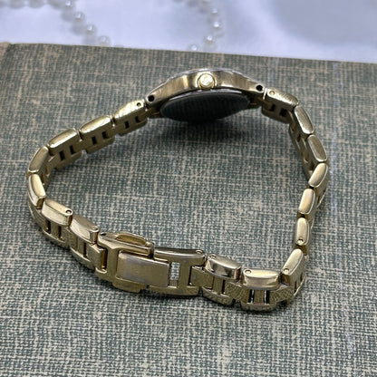 Gold Vintage Diamanté Citizen Black Dial Watch