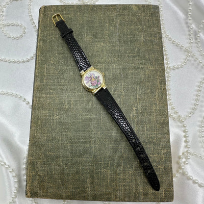 Vintage Gold Flower Dial Watch