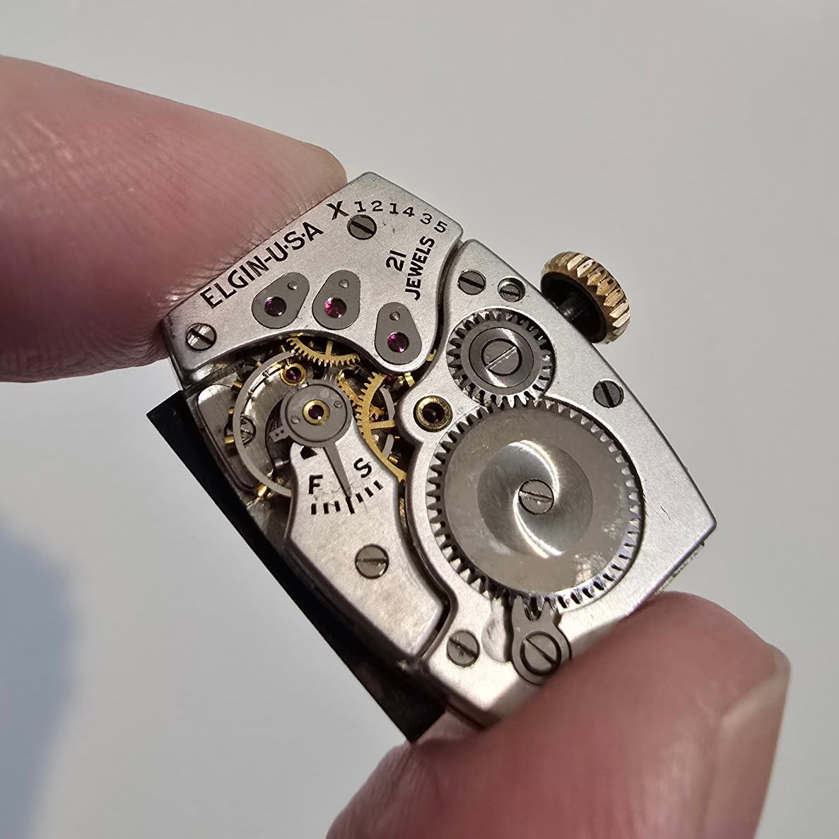 1950's Vintage 14k GF Lord Elgin 21 Jewels Black Dial Watch