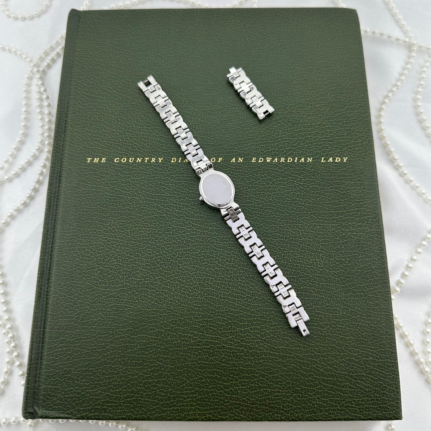 Vintage Silver Caravelle Watch with Diamanté Oval Dial and Band