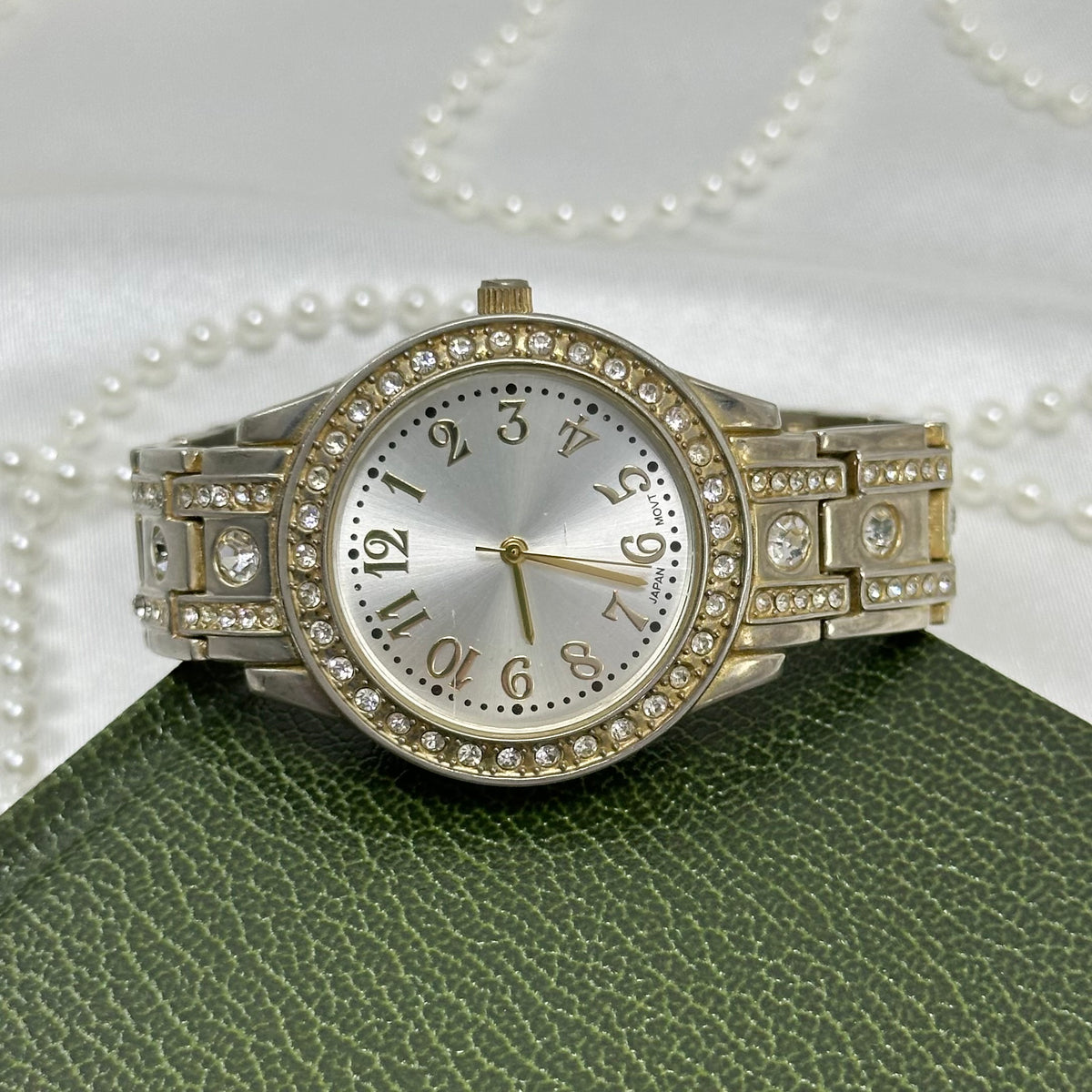 Silver Round Dial Diamanté Watch