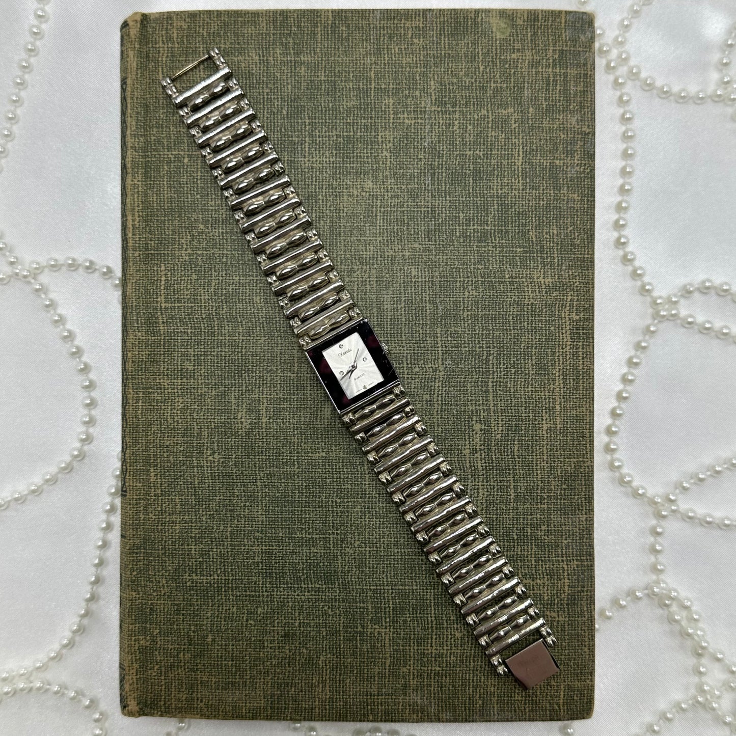 Silver Square Dial Watch with Bracelet Band