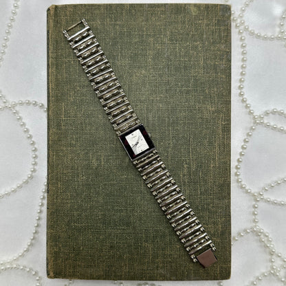 Silver Square Dial Watch with Bracelet Band