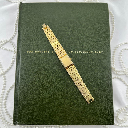 Rare Gold Vintage Bulova Tank Watch with Vine Details and Heart Dial
