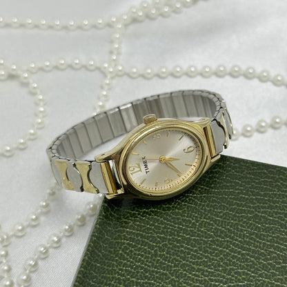 Two-Tone Oval Dial Timex Watch