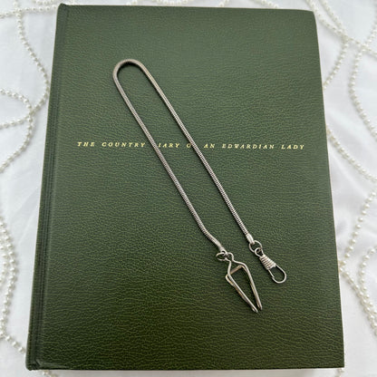Vintage Silver Watch Chain with Pocket Watch or Fob Clip
