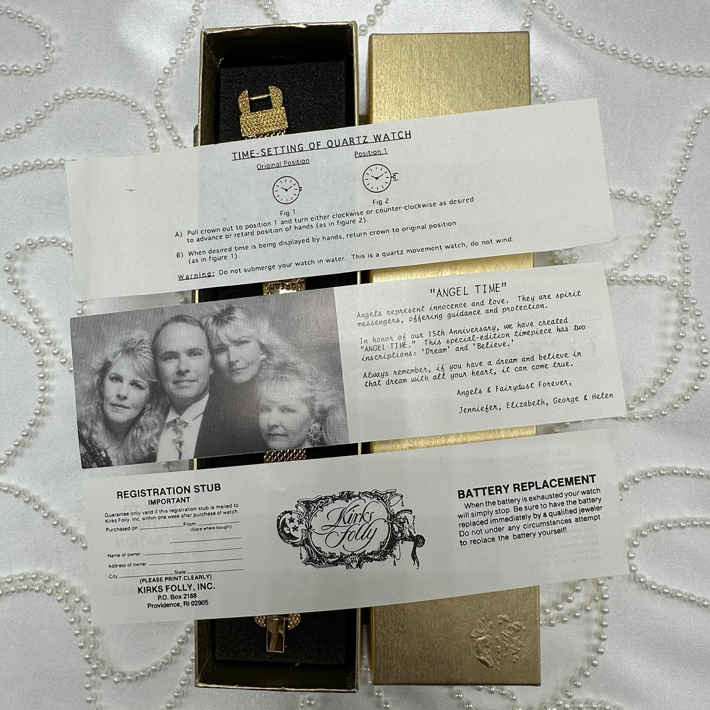 Rare Vintage Kirk's Folly "Angel Time" Gold Charm Watch