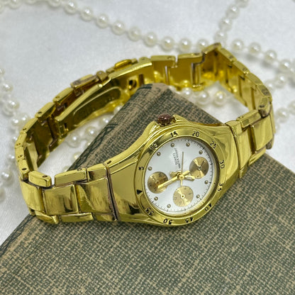 Gold Watch with Chronograph Dial