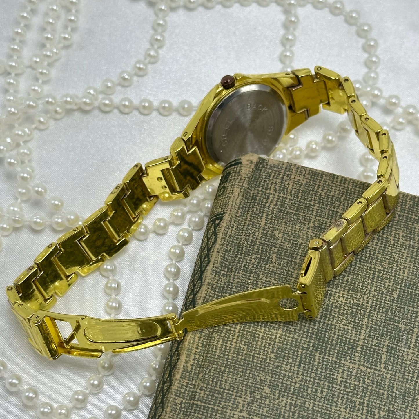 Gold Watch with Chronograph Dial