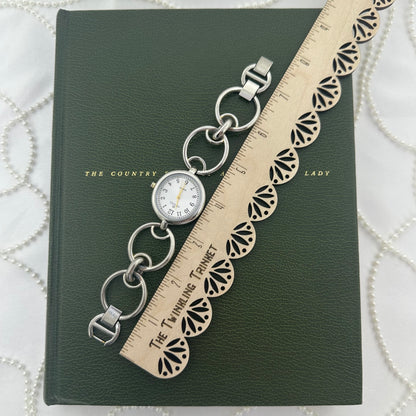 Round Dial Silver Minicci Watch with Gold Hands and Circle Links