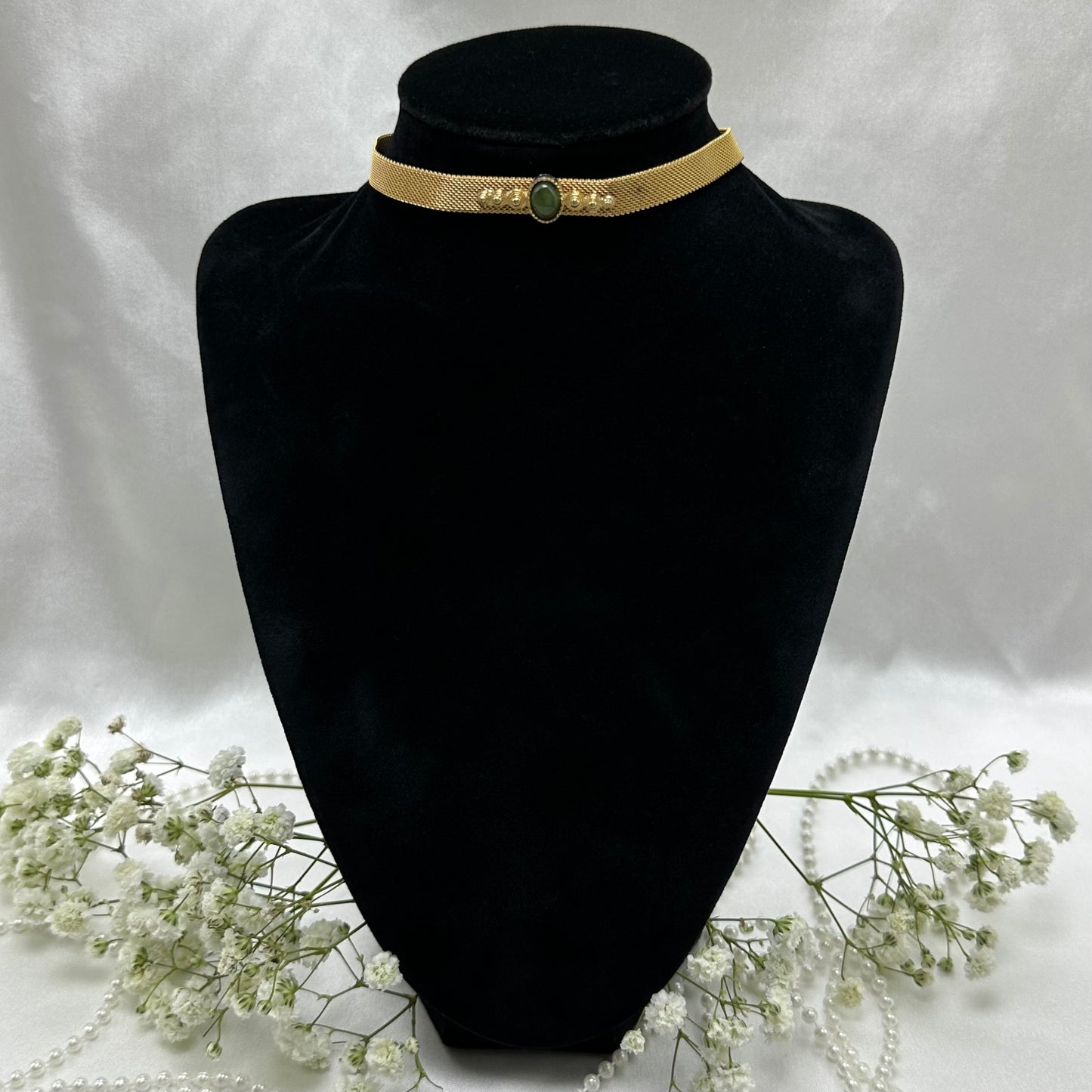 Vintage Green Gemstone Choker