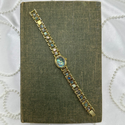 Oval Dial Gold Abalone Watch