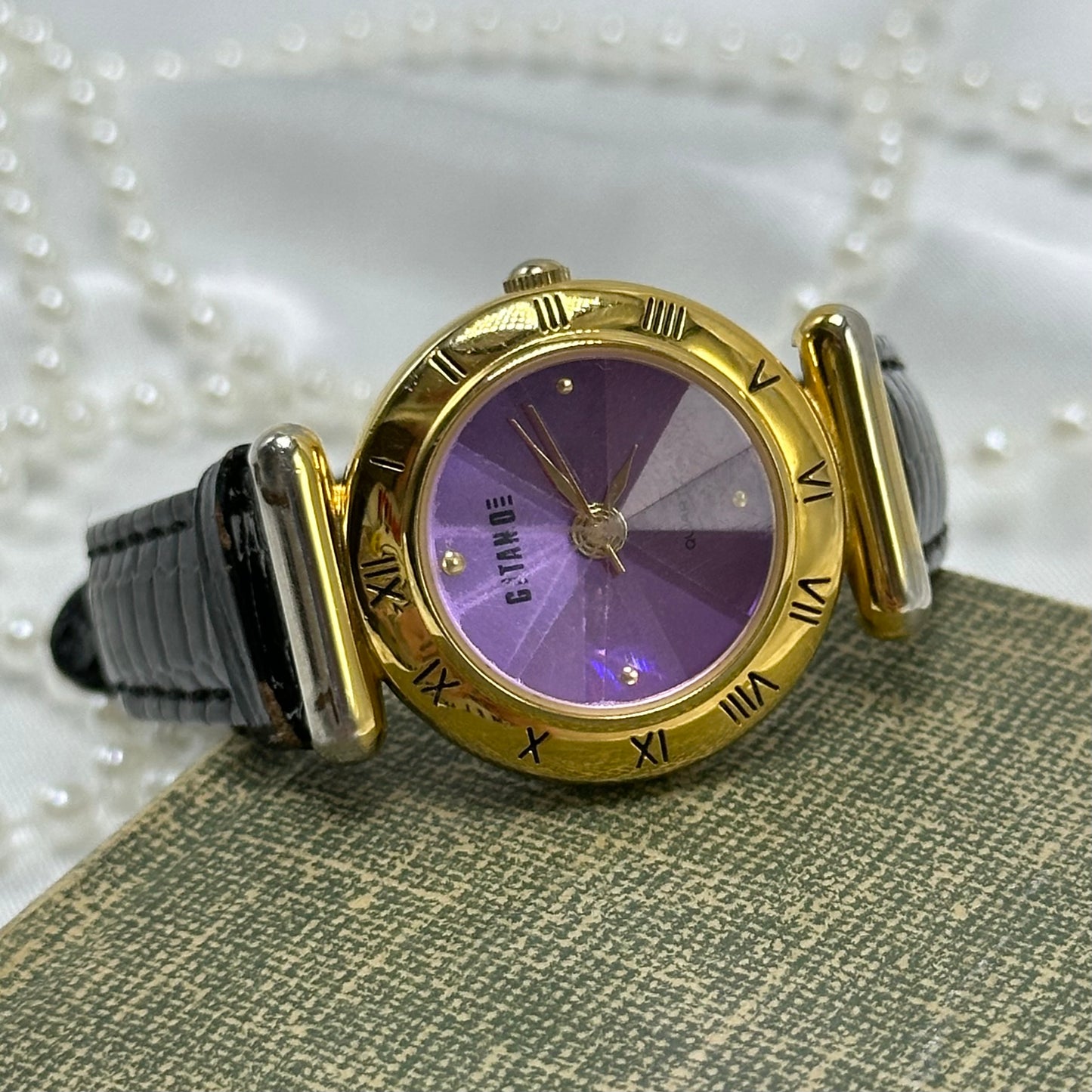 Gold Gitano Purple Diamond Dial Watch