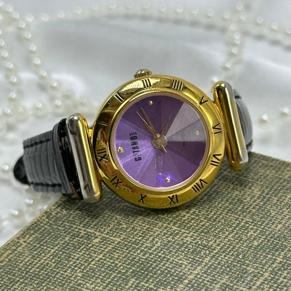 Gold Gitano Purple Diamond Dial Watch