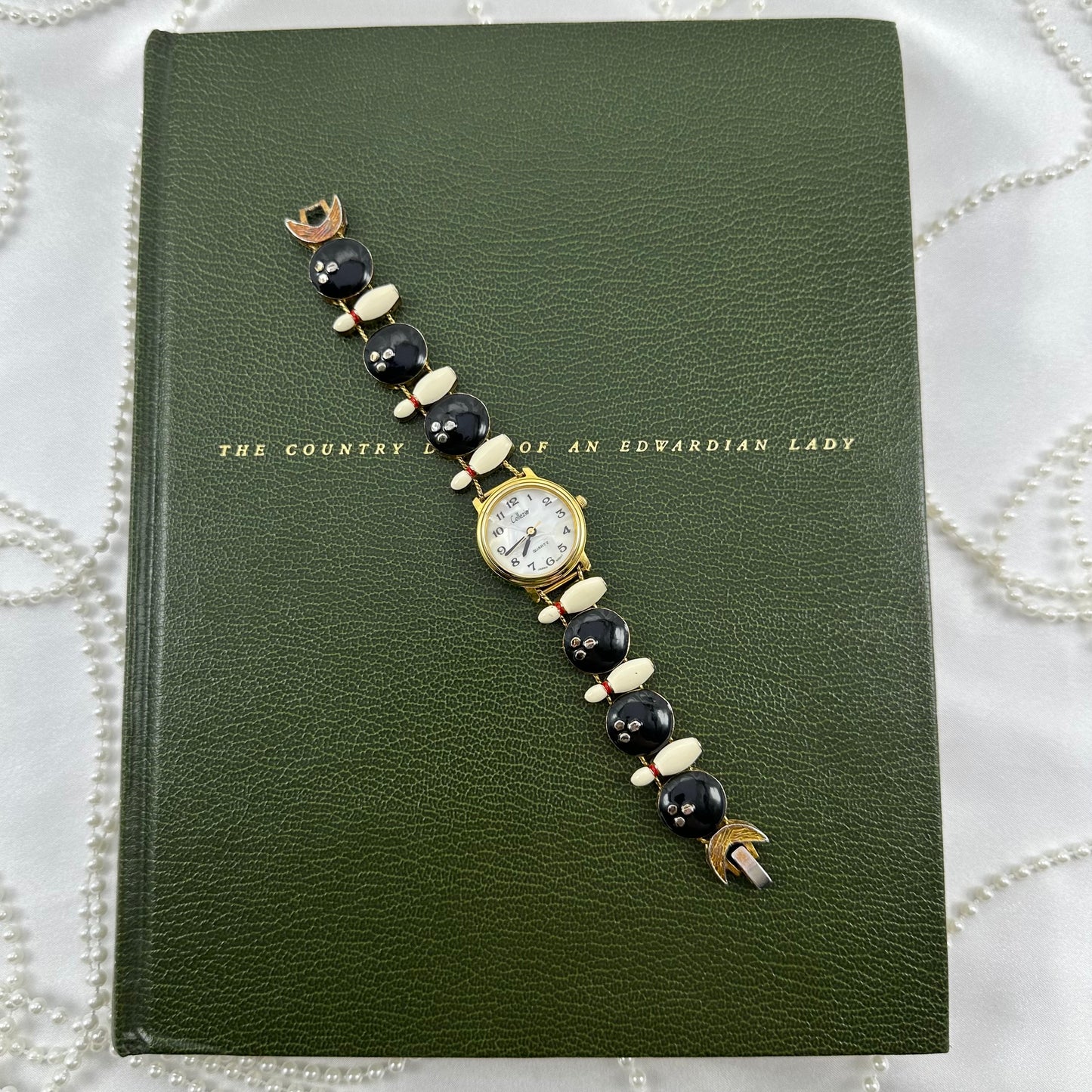 Rare Bowling Slide Charm Watch with Mother of Pearl Dial