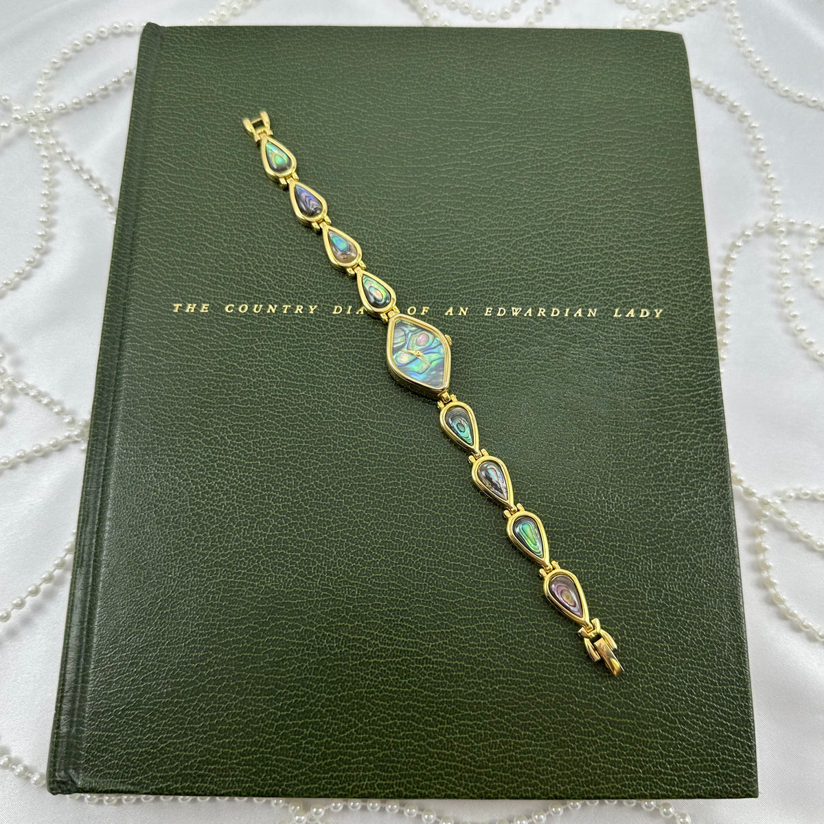 Gold Abalone Watch with Diamond Shaped Dial