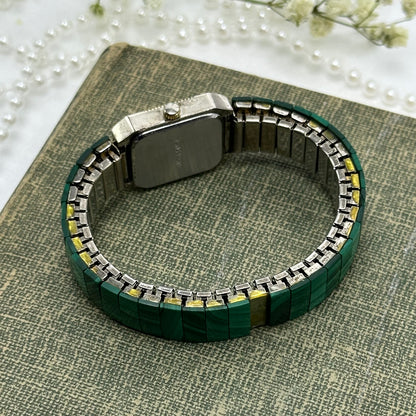 Green and Gold Malachite Watch