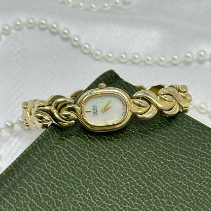 Dainty Gold Citizen Watch with Mother of Pearl Dial