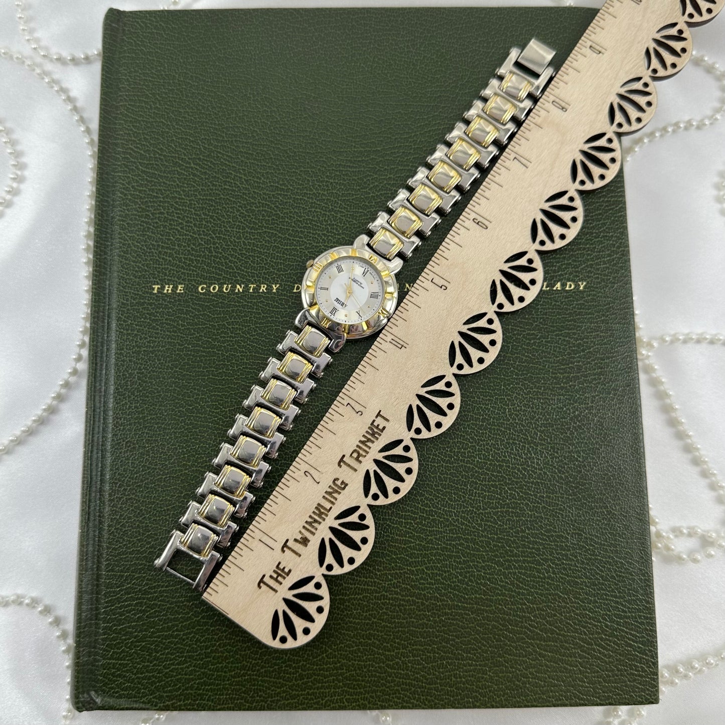 Two-Tone Tank Watch with Roman Numeral Markers