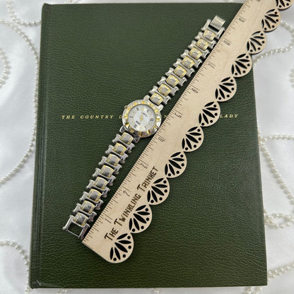 Two-Tone Tank Watch with Roman Numeral Markers