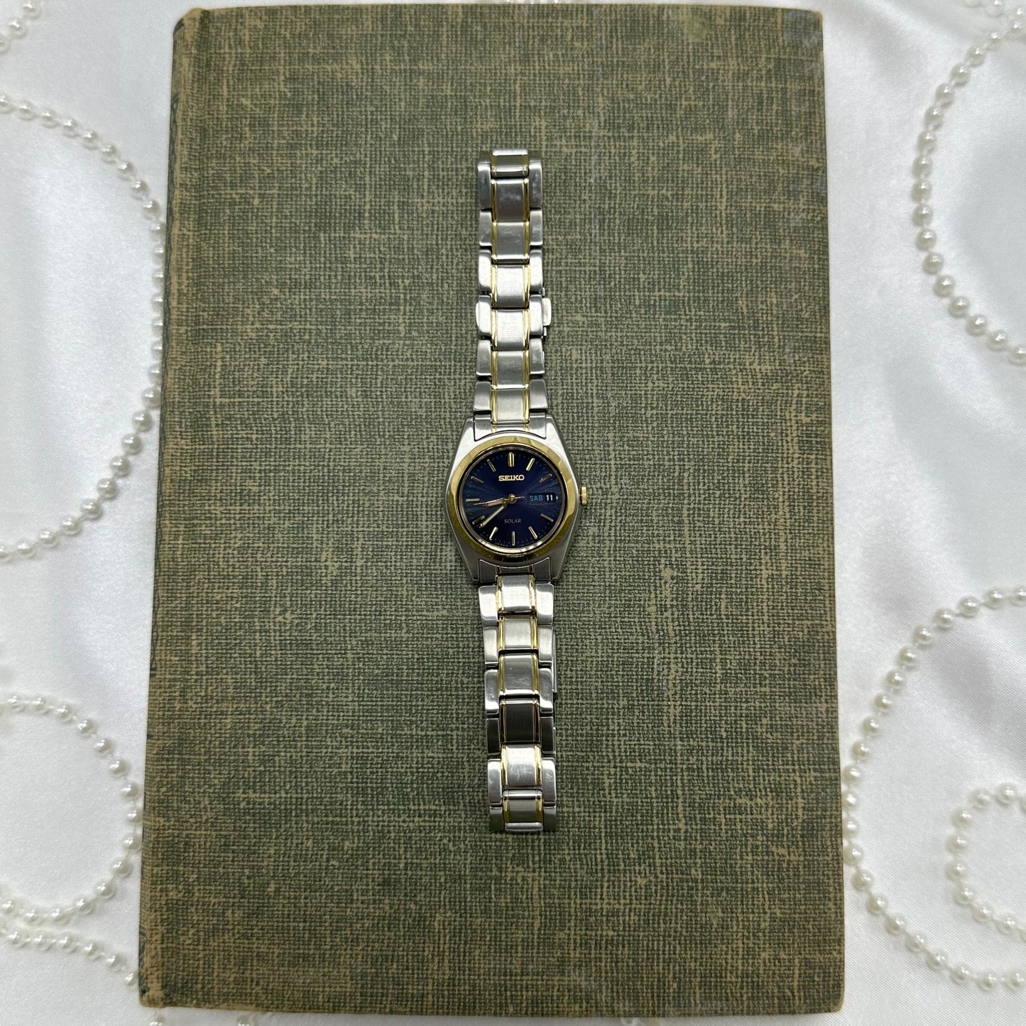 Two-Tone Blue Dial Solar Seiko Watch