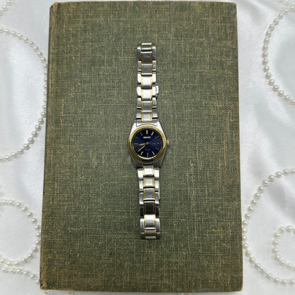 Two-Tone Blue Dial Solar Seiko Watch