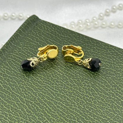 Black & Gold Dangle Bead Earrings