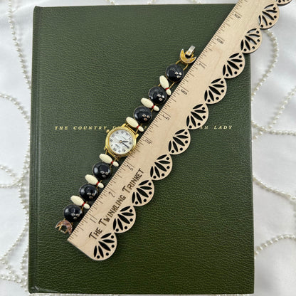 Rare Bowling Slide Charm Watch with Mother of Pearl Dial