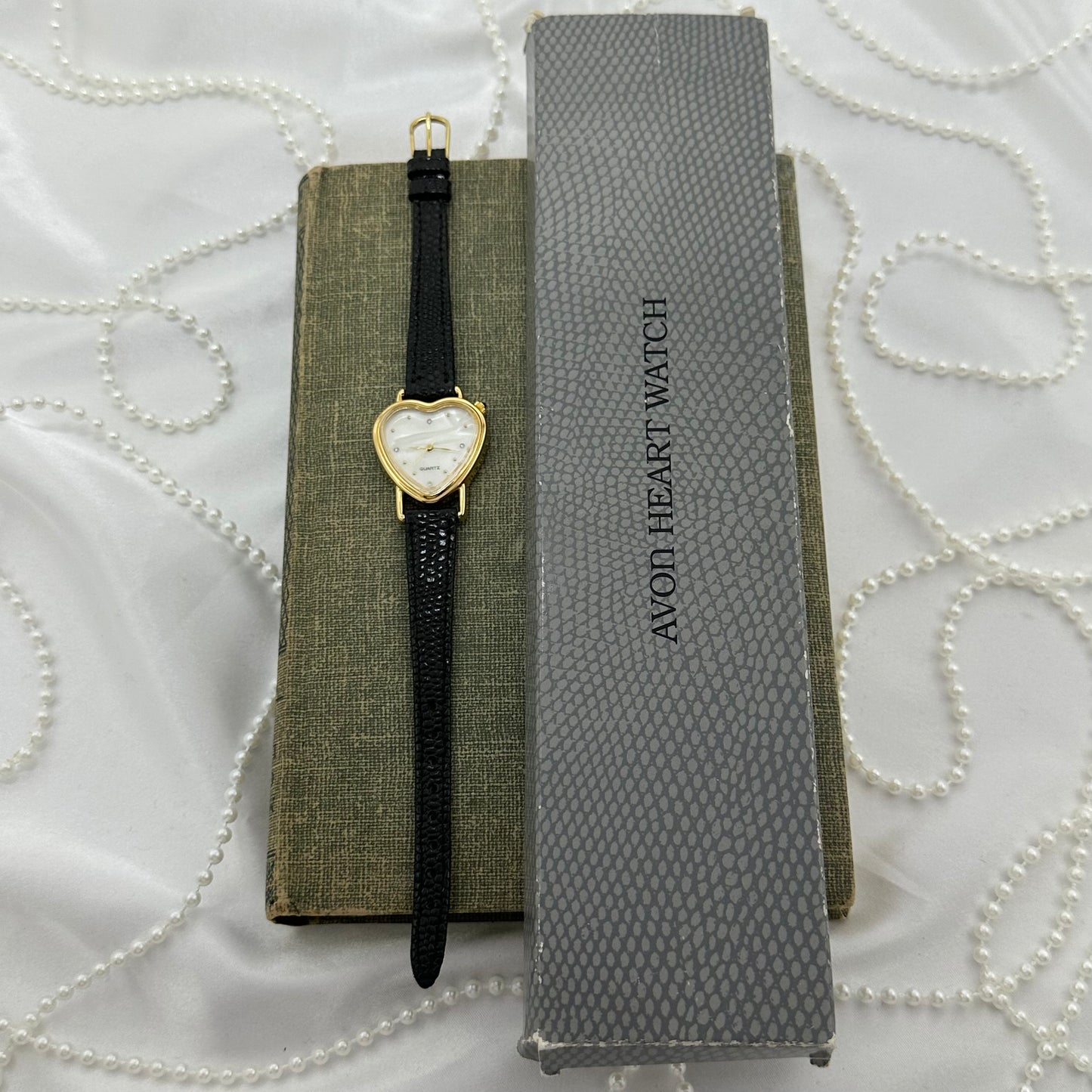 Vintage Avon Gold Heart Watch with Mother of Pearl Dial