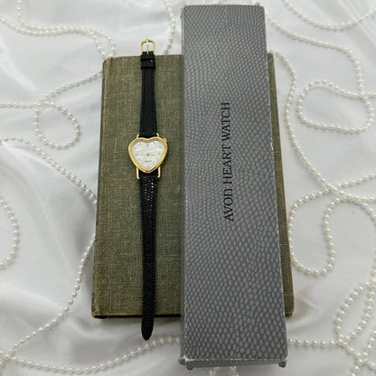 Vintage Avon Gold Heart Watch with Mother of Pearl Dial