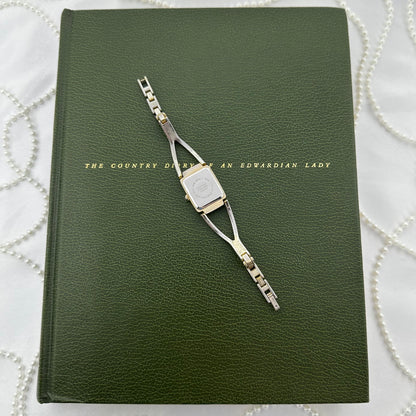 Silver Gloria Vanderbilt Watch with Square Mother of Pearl Dial