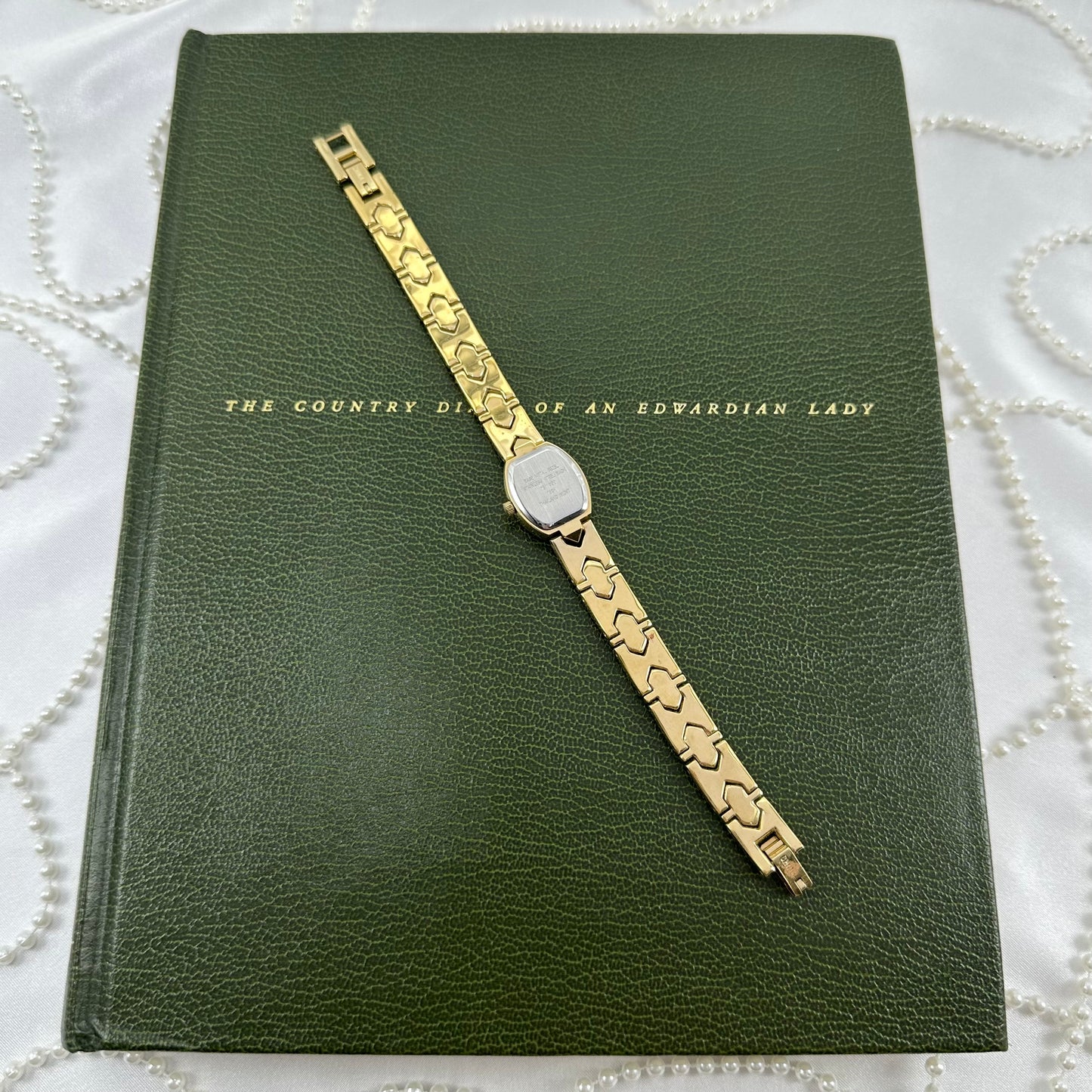 Vintage Two-Tone Diamanté Watch with Mother of Pearl Dial