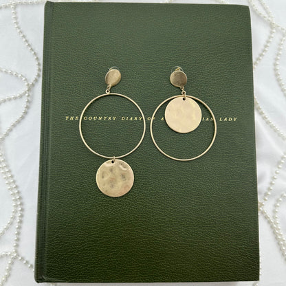 Asymmetrical Gold Circle Earrings