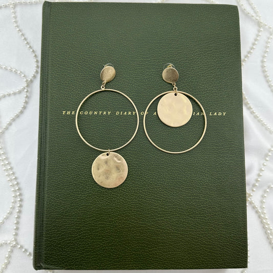 Asymmetrical Gold Circle Earrings