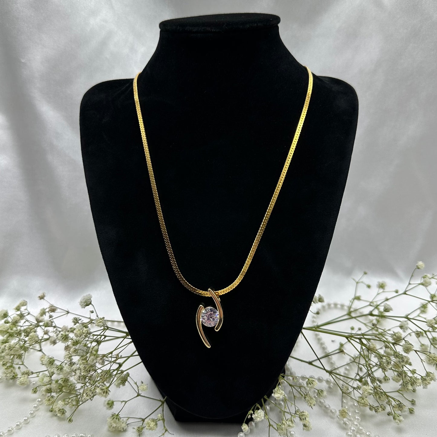 Necklace and Bracelet with Crystal Slide Pendant