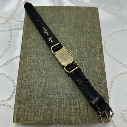 1950's Vintage 14k GF Lord Elgin 21 Jewels Black Dial Watch